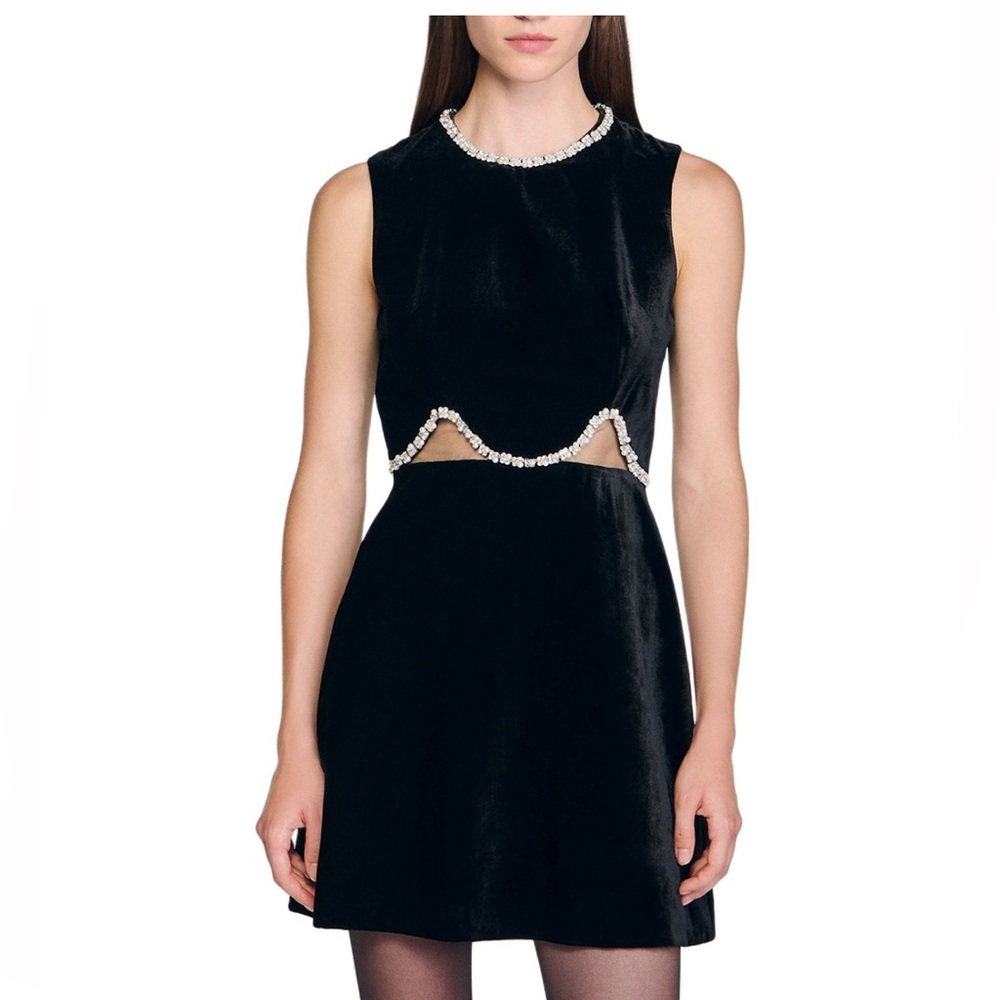 NWT Sandro Velvet Dress with Cutouts